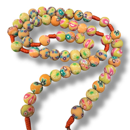 Yellow fimo rosary With Relic of th Holy Ground of Medjugorje Blessed By Pope | Catholically
