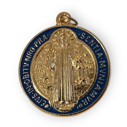 1 1/4" Saint Benedict Enamelled Brass Medal Catholic Exorcism Blessed By Pope | Catholically