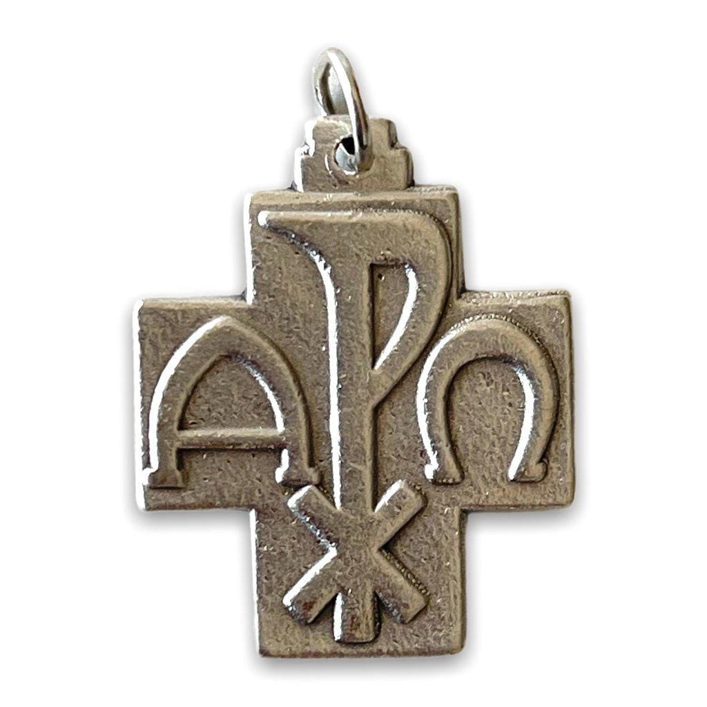 1" Chi Rho - Cross Blessed by Pope - Catholic Medal  Pendant | Catholically