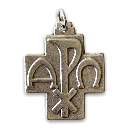 1" Chi Rho - Cross Blessed by Pope - Catholic Medal  Pendant | Catholically
