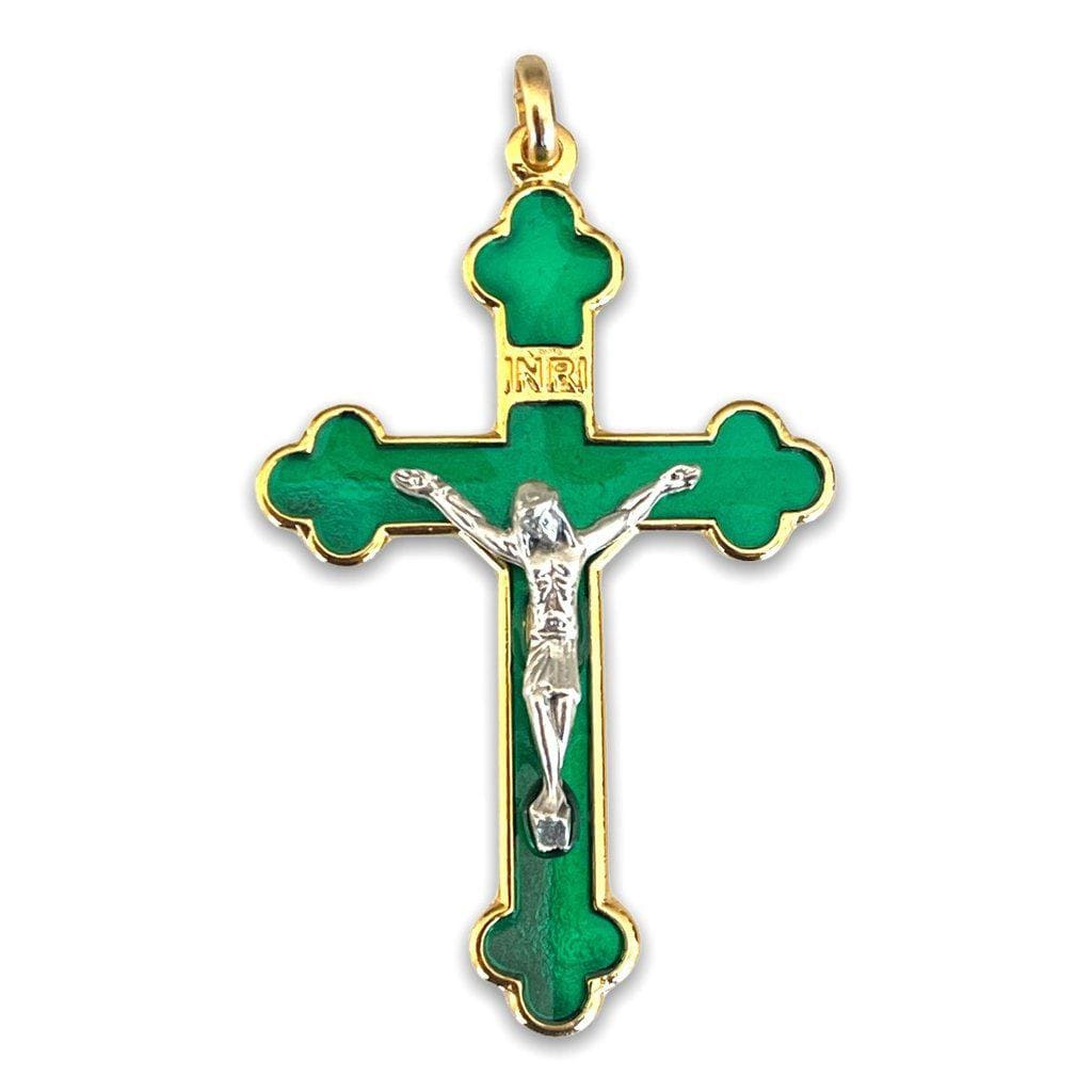 2" Green Budded  Pectoral Cross - Blessed by Pope | Catholically