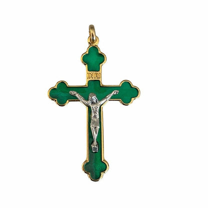 2" Green Budded  Pectoral Cross - Blessed by Pope | Catholically