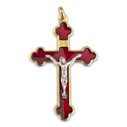 2" Red Budded Pectoral Cross - Blessed by Pope | Catholically
