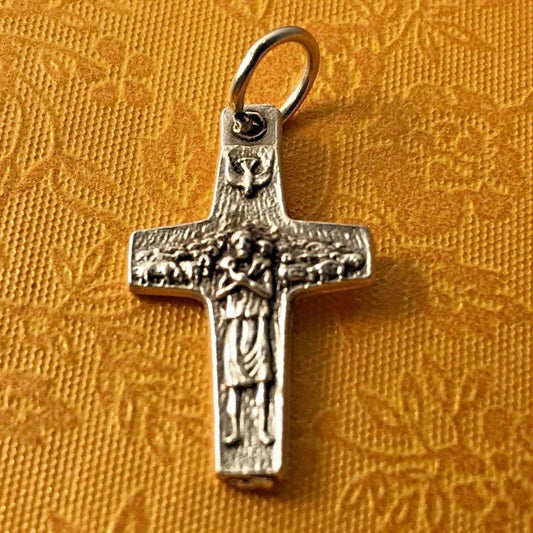 2x Tiny Pope Francis Pectoral Cross - Vedele Crucifix -Pendant Rosary Parts | Catholically