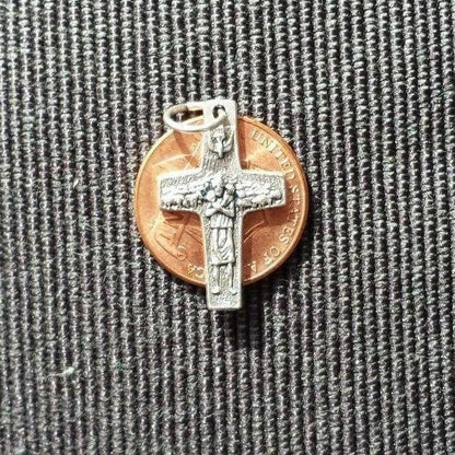 2x Tiny Pope Francis Pectoral Cross - Vedele Crucifix -Pendant Rosary Parts | Catholically