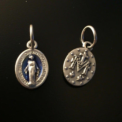 2X Tiny Pendants - Blessed Mother Mary Miraculous Medal - Blessed By Pope | Catholically