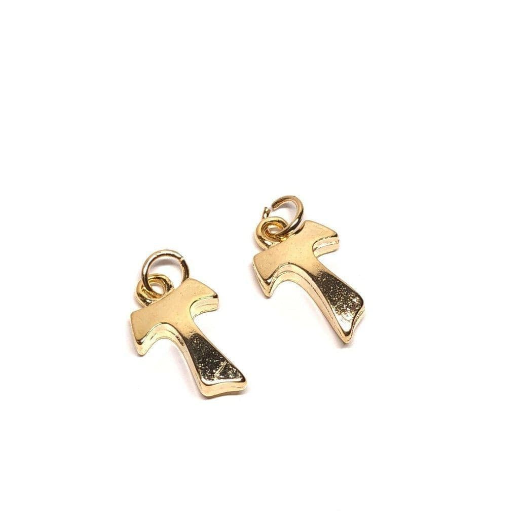 2X Tiny Tau Cross Blessed By Pope Pax Et Bonum Franciscan Crucifix Parts | Catholically