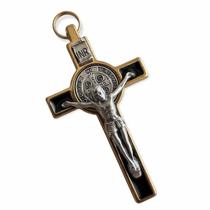3" Black Gold Tone St. Benedict Crucifix - Exorcism Cross - Blessed By Pope | Catholically