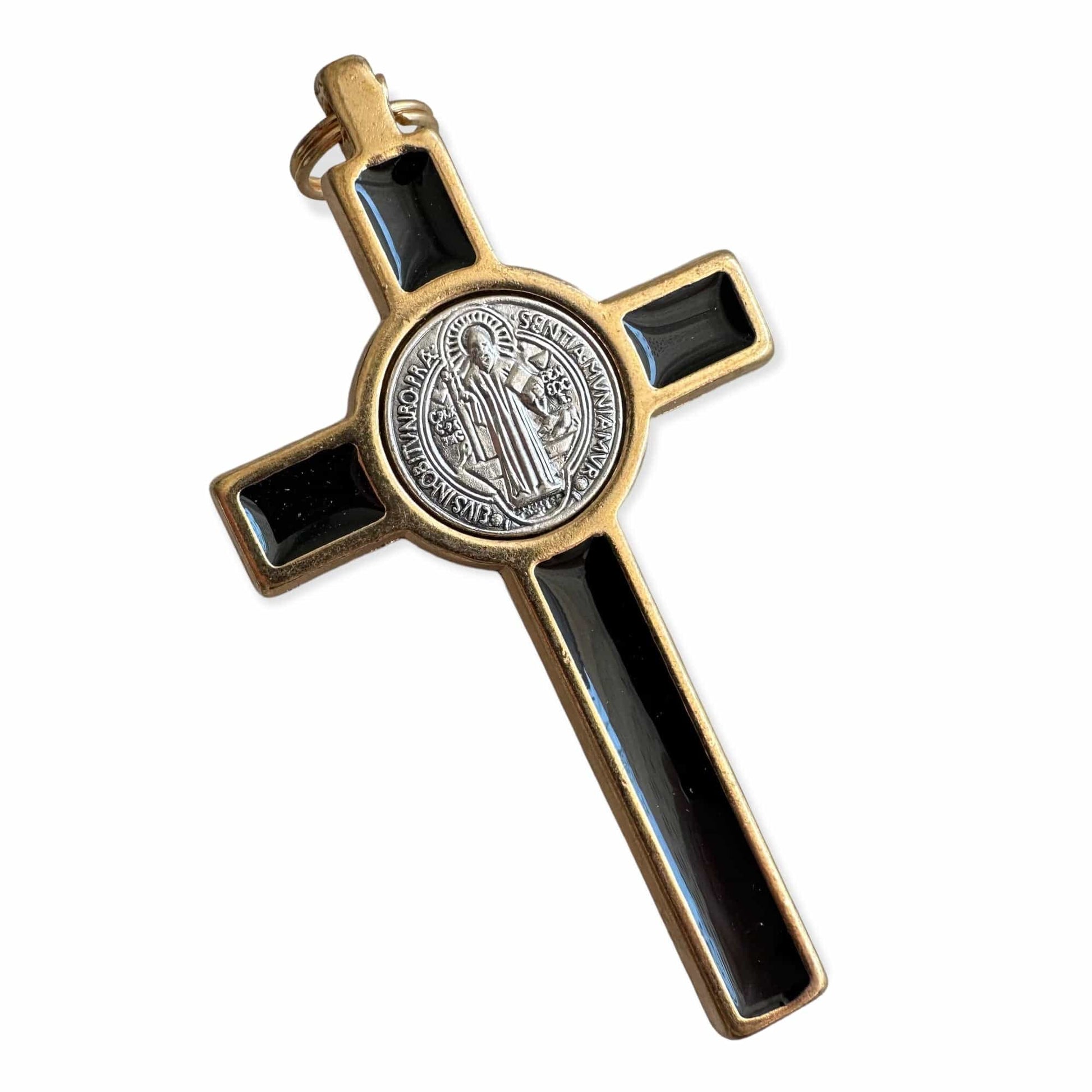 3" Black Gold Tone St. Benedict Crucifix - Exorcism Cross - Blessed By Pope | Catholically