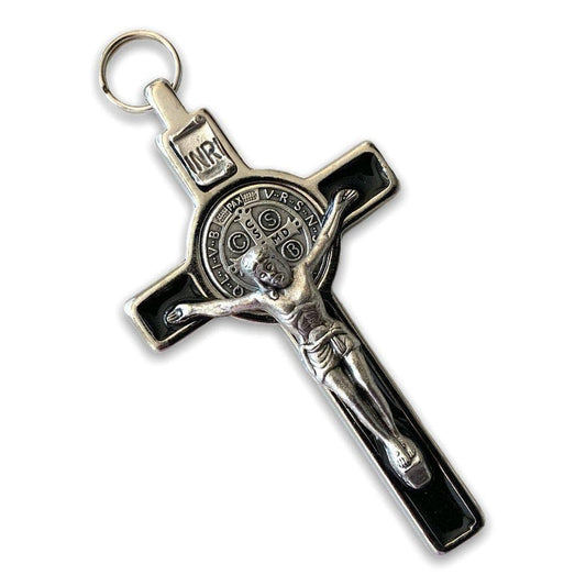 3" Black St. Benedict Crucifix - Exorcism- Cross -Blessed By Pope | Catholically