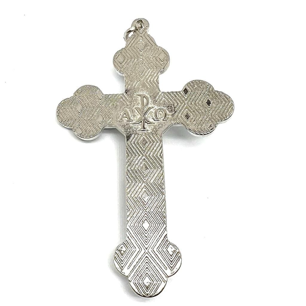 3" Blue Budded Pectoral Cross - Crucifix - Blessed By Pope - First Communion | Catholically