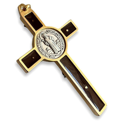3" Brown Brass Saint St. Benedict Crucifix - Exorcism Cross - Blessed By Pope | Catholically