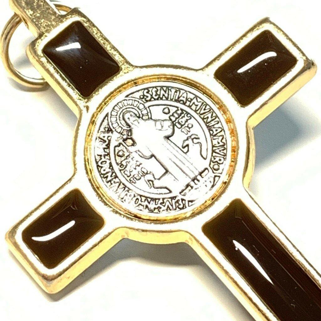 3" Brown Brass Saint St. Benedict Crucifix - Exorcism Cross - Blessed By Pope | Catholically