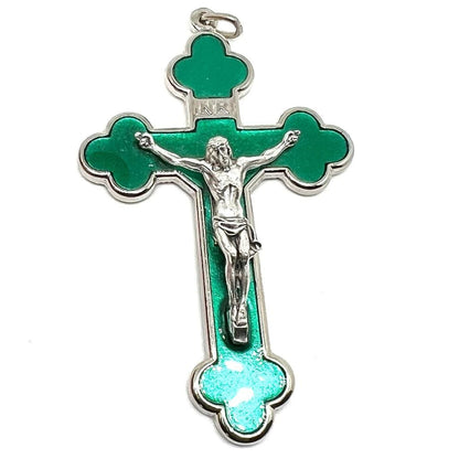3" Green Budded Pectoral Cross - Crucifix - Blessed By Pope - First Communion | Catholically