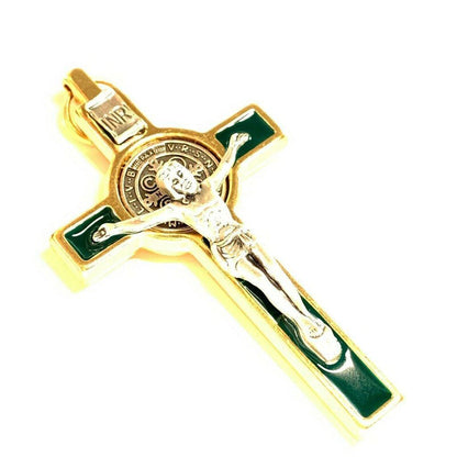 3" Green St. Benedict Crucifix Exorcism - Blessed By Pope | Catholically