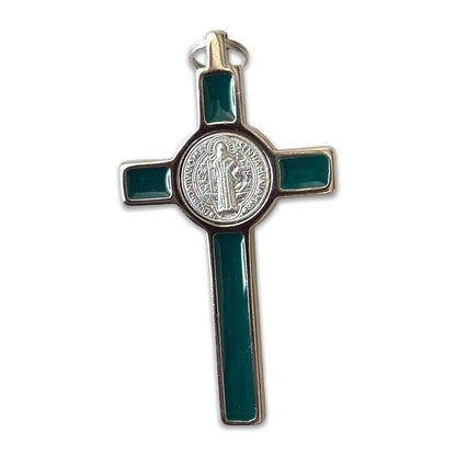 3" Saint St. Benedict Green Crucifix - Exorcism - Cross - Blessed By Pope | Catholically