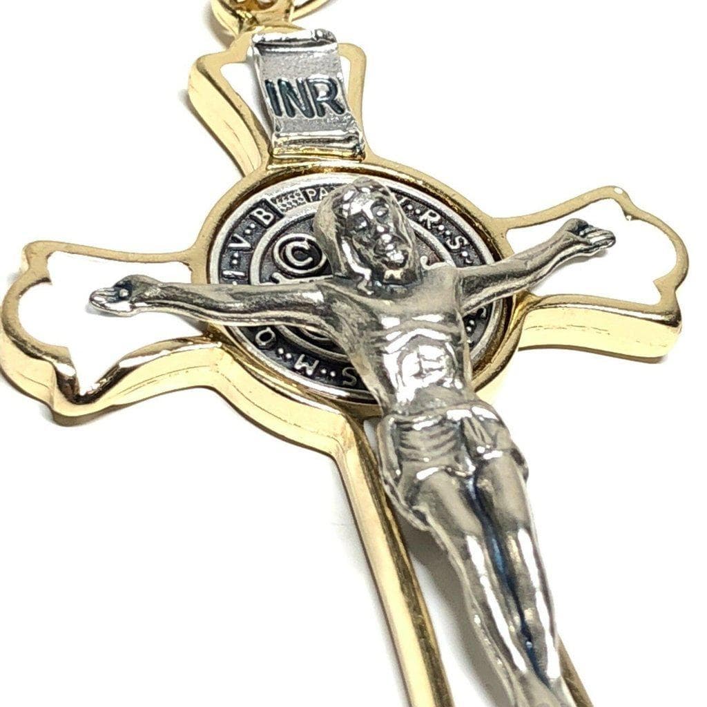 3" Saint St. Benedict White Crucifix - Exorcism - Cross - Blessed By Pope | Catholically