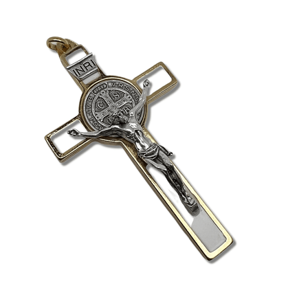 3" Saint St. Benedict White Crucifix - Exorcism - Cross - Blessed By Pope | Catholically
