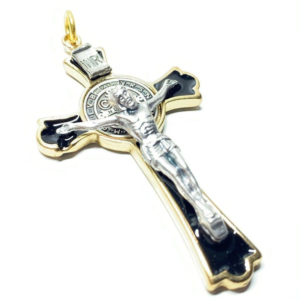 3"  St. Benedict Black Crucifix - Exorcism - Cross - Blessed By Pope | Catholically