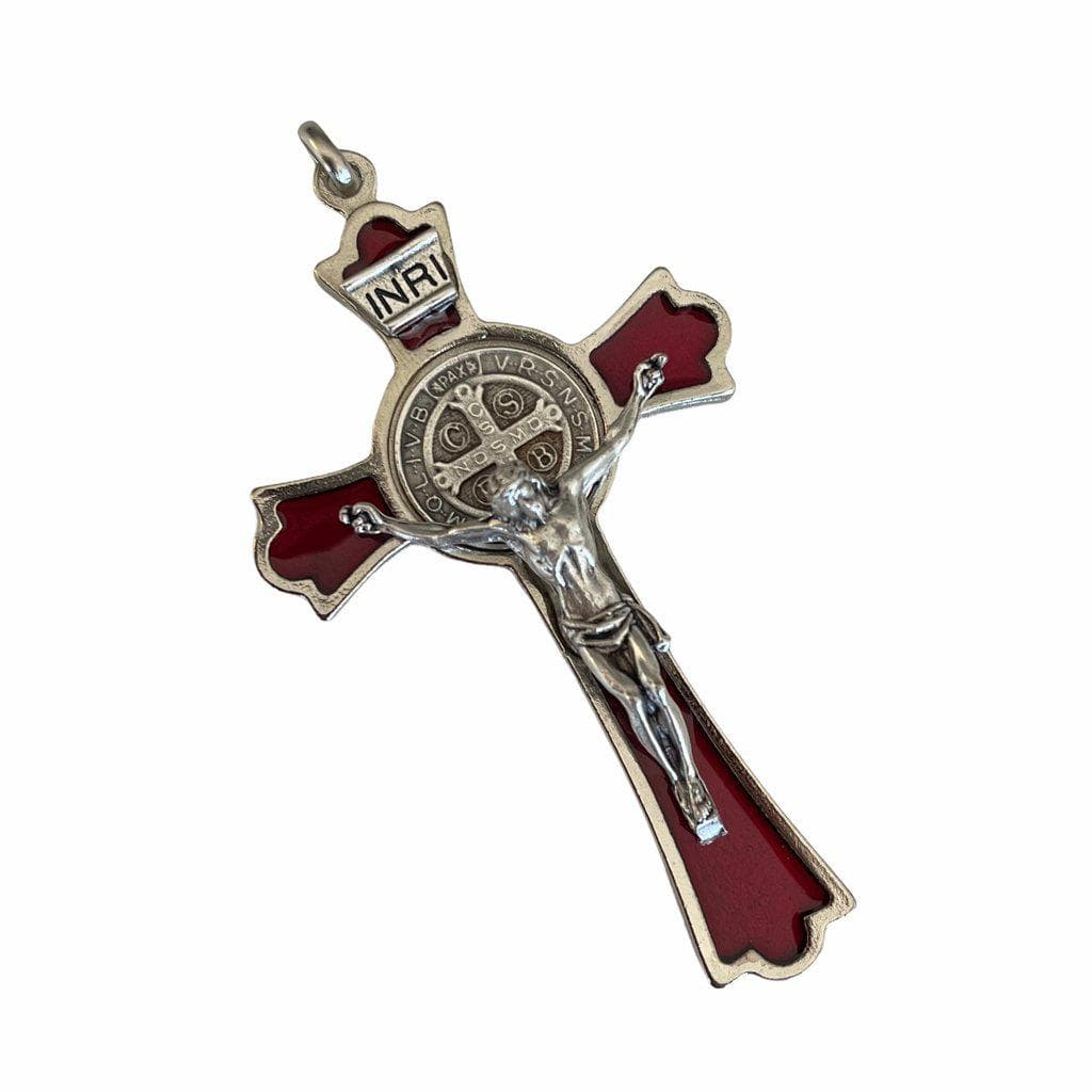 3" St. Benedict Red Crucifix - Exorcism - Cross - Blessed By Pope | Catholically