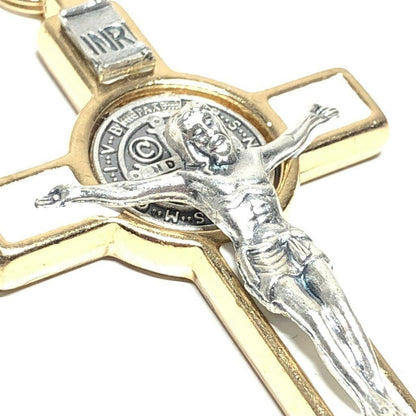 3" White St. Benedict Crucifix - Exorcism - Cross - Blessed By Pope - Benito | Catholically