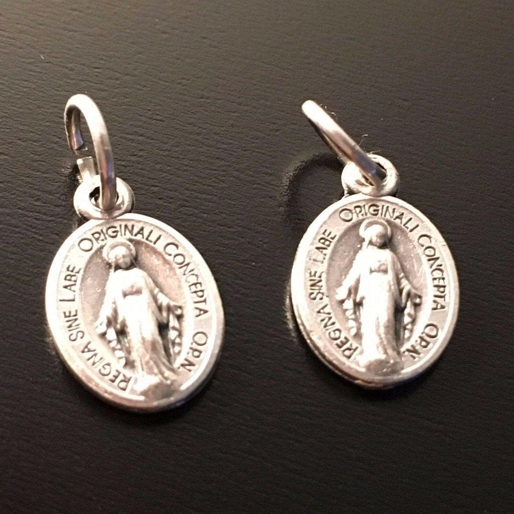 4X Tiny Pendants - Blessed Mother Mary Miraculous Medal - Blessed By Pope | Catholically