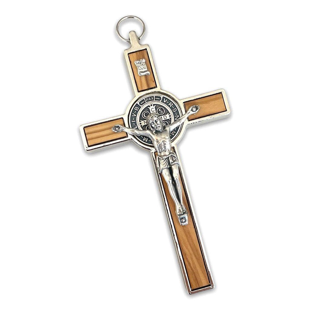 5" Wooden St. Benedict Wall Crucifix - Exorcism- Cross - Blessed By Pope | Catholically