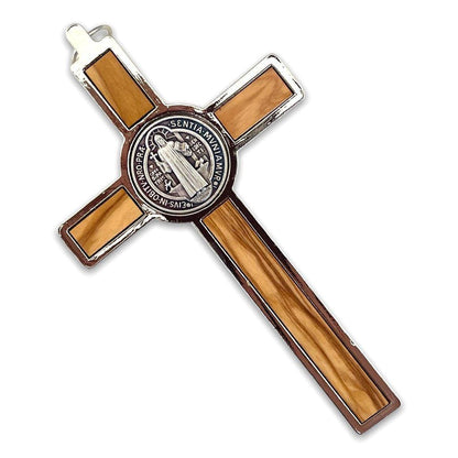 5" Wooden St. Benedict Wall Crucifix - Exorcism- Cross - Blessed By Pope | Catholically