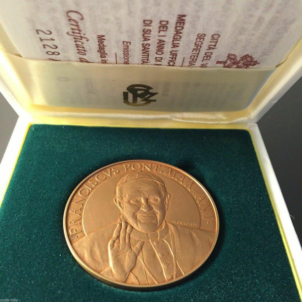 Annual Papal Medal w/ Error Bronze Mint - Year 1 Pope Francis 2013 Lesus | Catholically