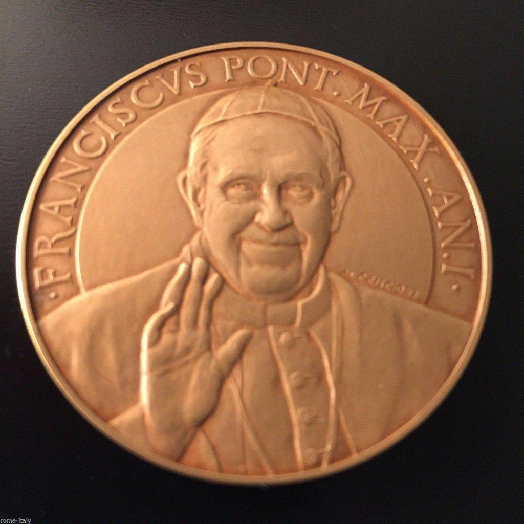 Annual Papal Medal w/ Error Bronze Mint - Year 1 Pope Francis 2013 Lesus | Catholically