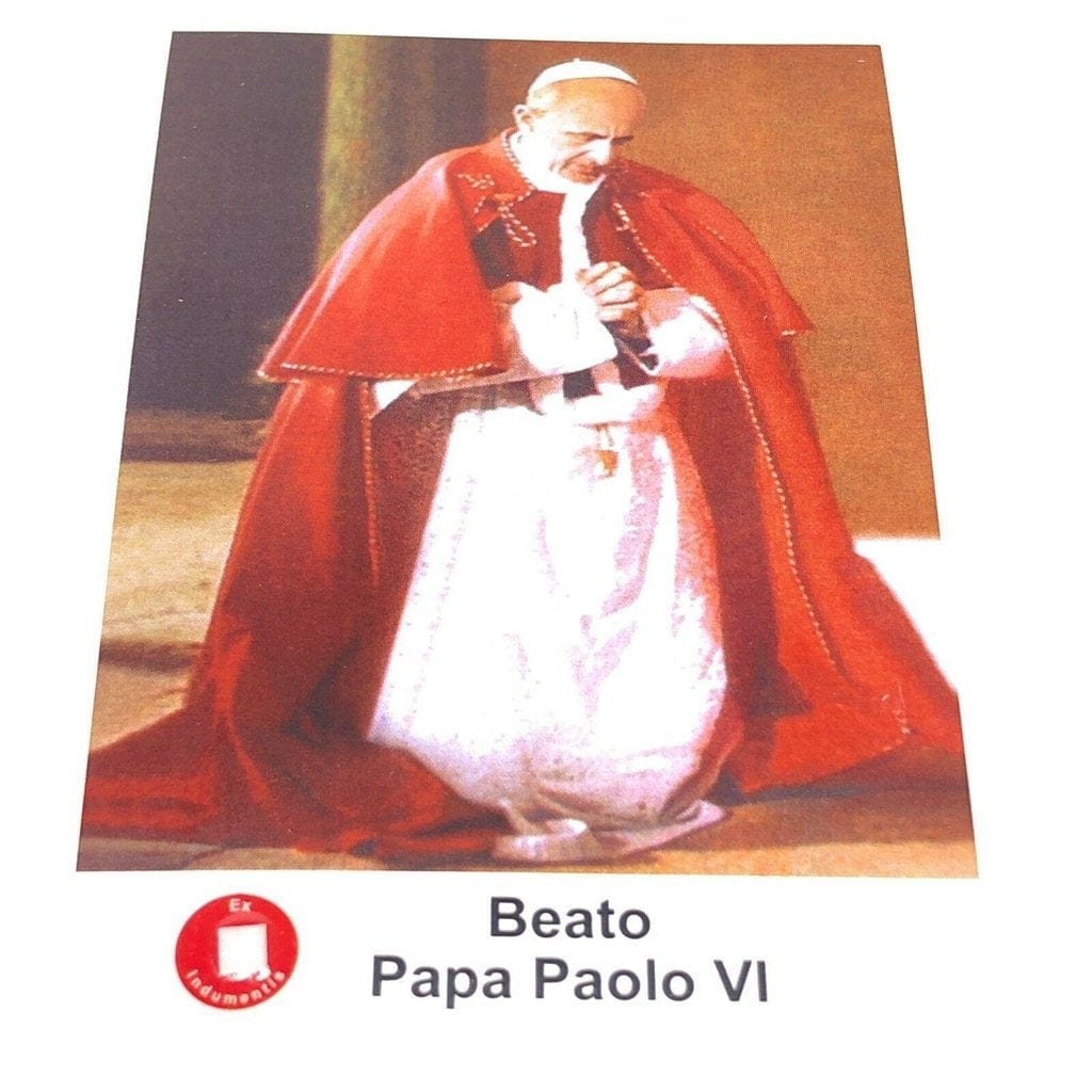 Bl. Pope Paul VI 2nd Class Relic Vestment Holy Card Ex-Indumentis | Catholically