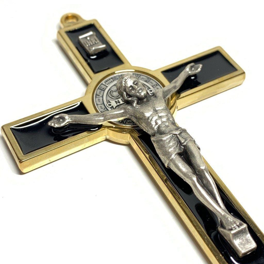 Black 5" St. Benedict Cross Crucifix -Exorcism -Saint -Blessed -San Benito | Catholically