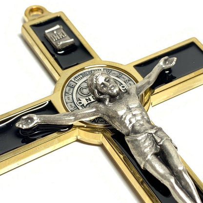 Black 5" St. Benedict Cross Crucifix -Exorcism -Saint -Blessed -San Benito | Catholically