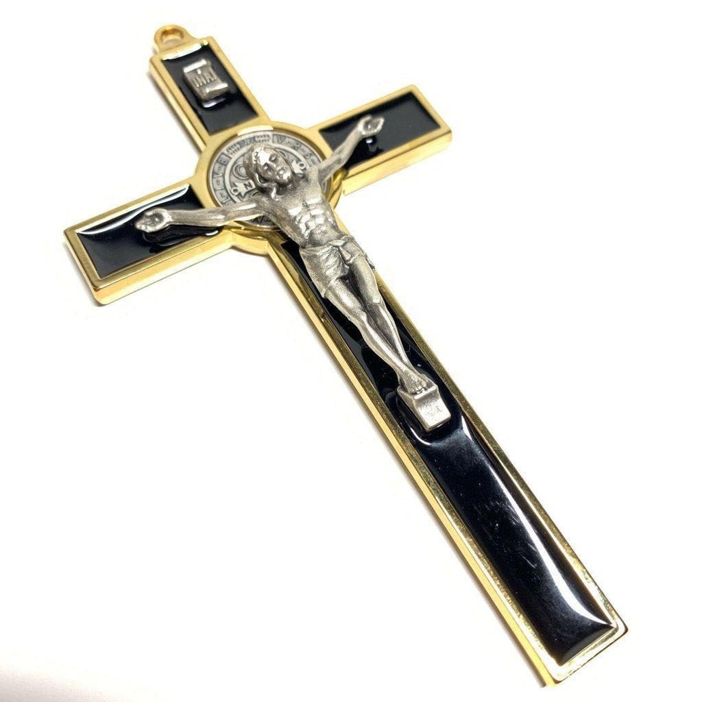 Black 5" St. Benedict Cross Crucifix -Exorcism -Saint -Blessed -San Benito | Catholically