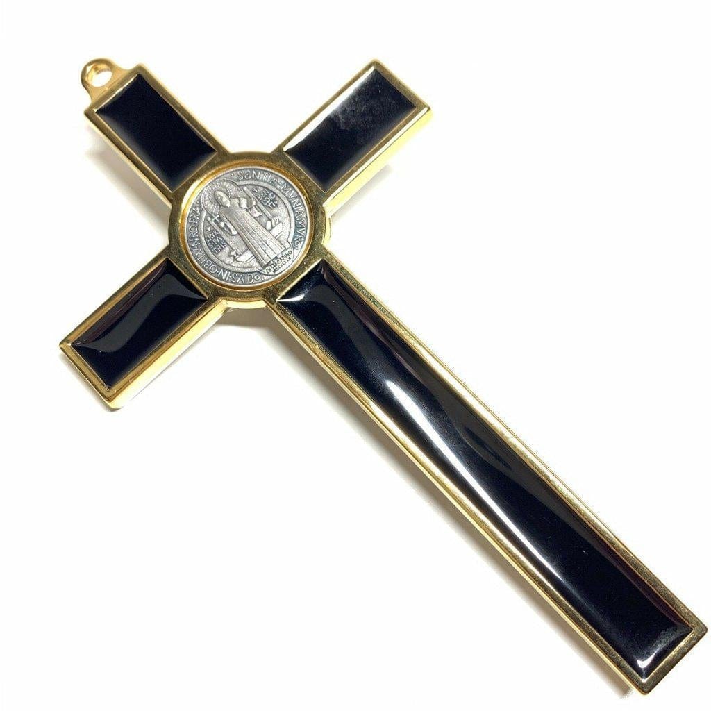 Black 5" St. Benedict Cross Crucifix -Exorcism -Saint -Blessed -San Benito | Catholically