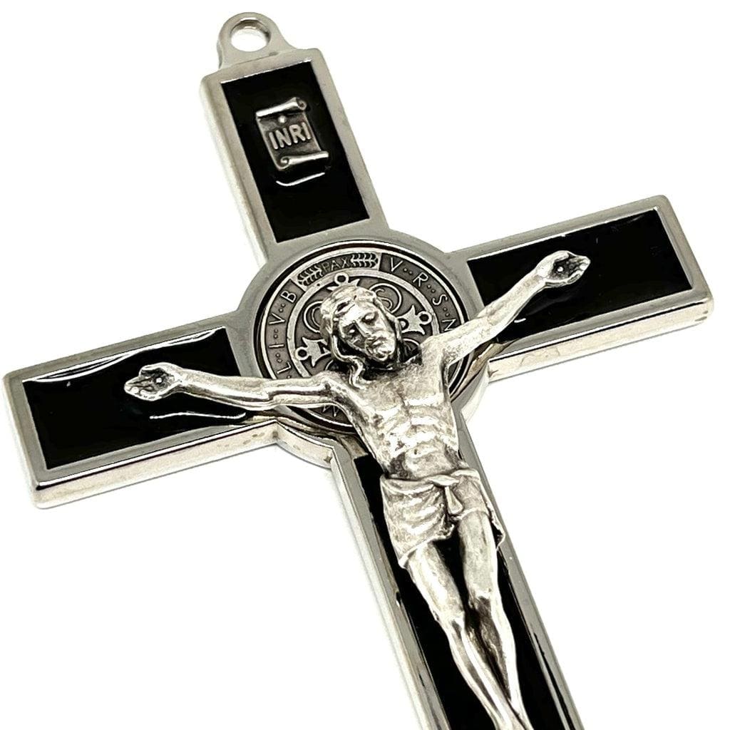 Black 5" St. Benedict Wall Crucifix - Exorcism Cross - Blessed By Pope | Catholically