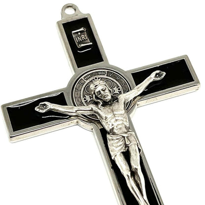 Black 5" St. Benedict Wall Crucifix - Exorcism Cross - Blessed By Pope | Catholically