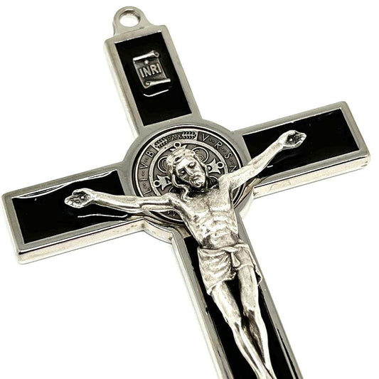 Black 5" St. Benedict Wall Crucifix - Exorcism Cross - Blessed By Pope | Catholically