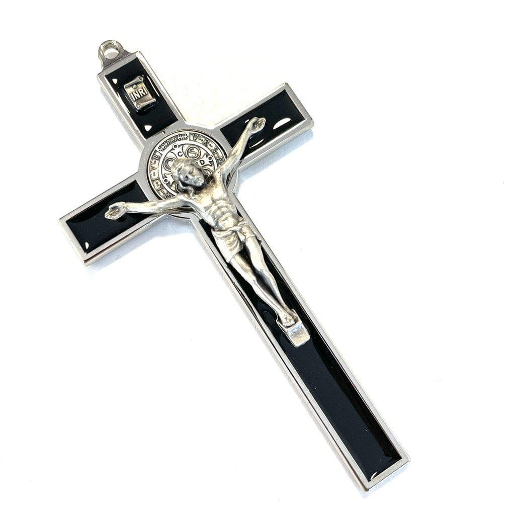 Black 5" St. Benedict Wall Crucifix - Exorcism Cross - Blessed By Pope | Catholically