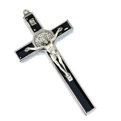 Black 5" St. Benedict Wall Crucifix - Exorcism Cross - Blessed By Pope | Catholically