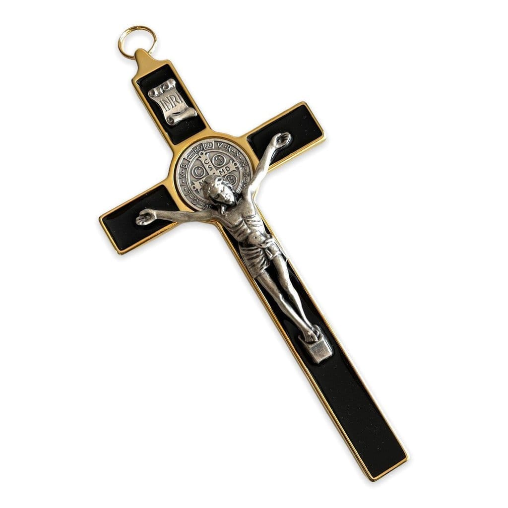 Black 7.5" St. Benedict Cross Crucifix -Exorcism cross -Blessed | Catholically