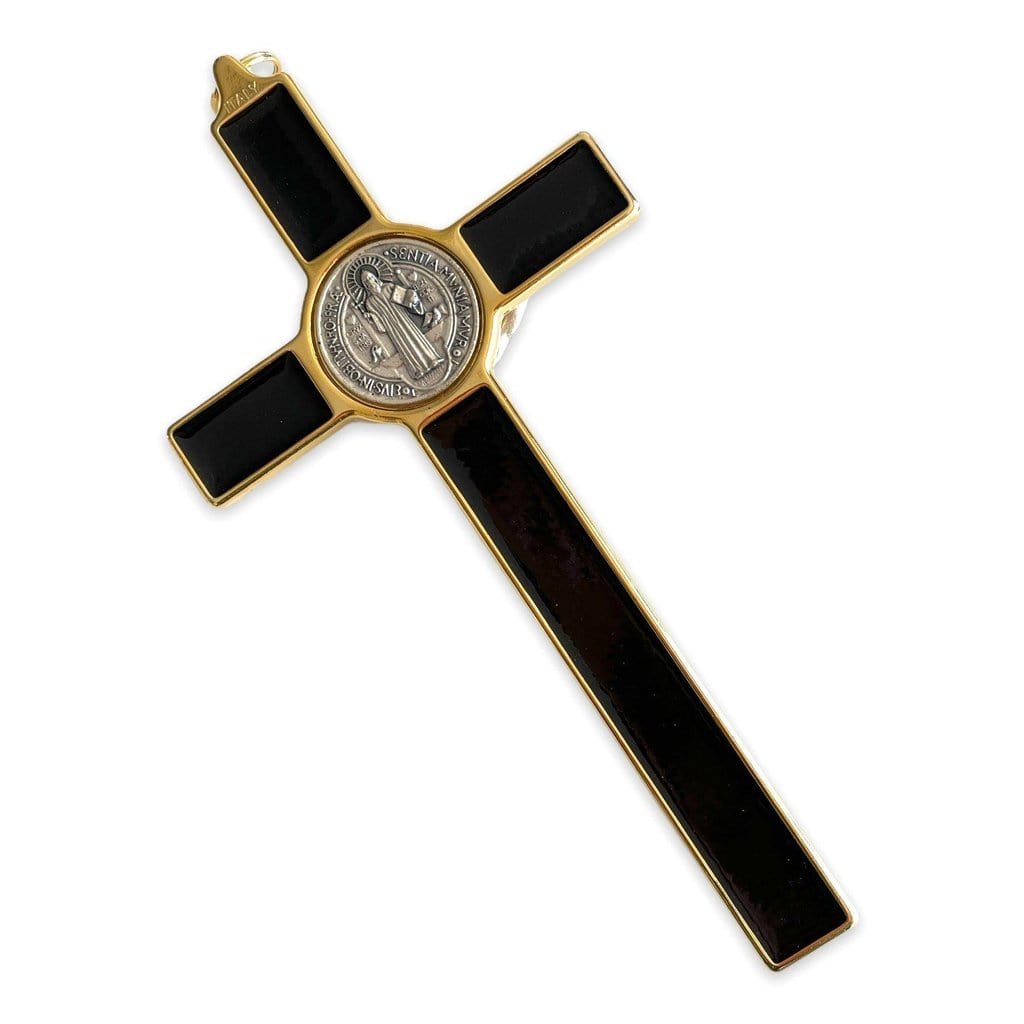 Black 7.5" St. Benedict Cross Crucifix -Exorcism cross -Blessed | Catholically