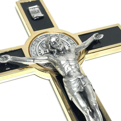 Black 7.5" St. Benedict Cross Crucifix -Exorcism -Saint -Blessed -San Benito | Catholically