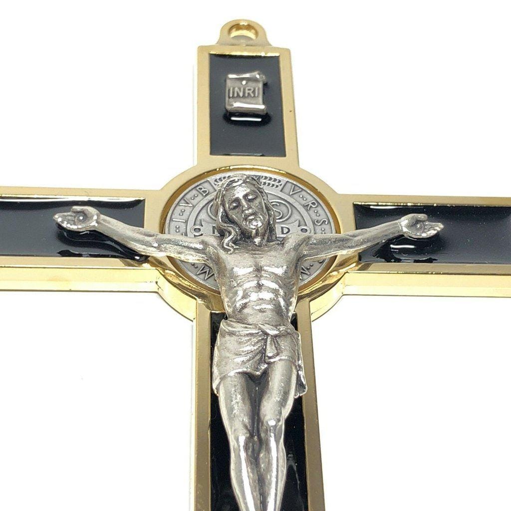 Black 7.5" St. Benedict Cross Crucifix -Exorcism -Saint -Blessed -San Benito | Catholically