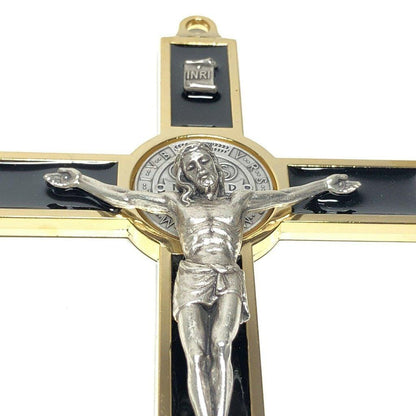 Black 7.5" St. Benedict Cross Crucifix -Exorcism -Saint -Blessed -San Benito | Catholically