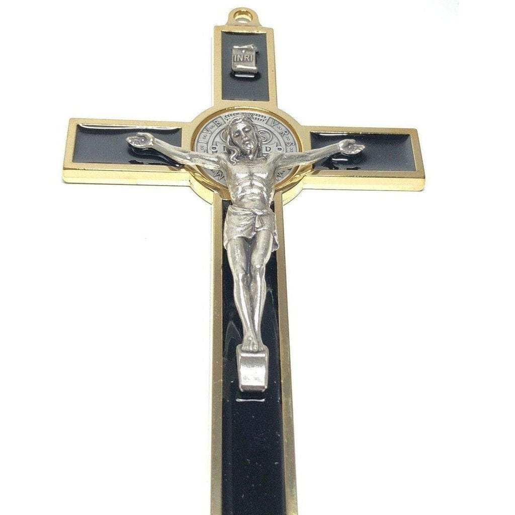 Black 7.5" St. Benedict Cross Crucifix -Exorcism -Saint -Blessed -San Benito | Catholically