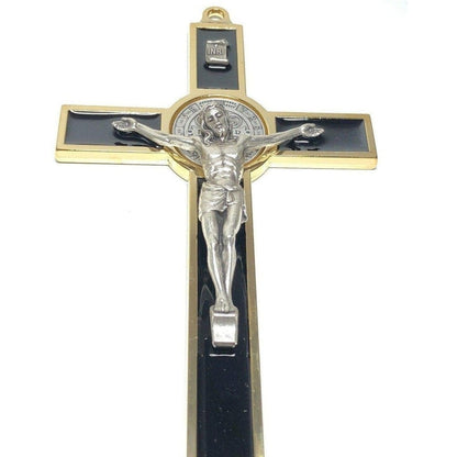 Black 7.5" St. Benedict Cross Crucifix -Exorcism -Saint -Blessed -San Benito | Catholically