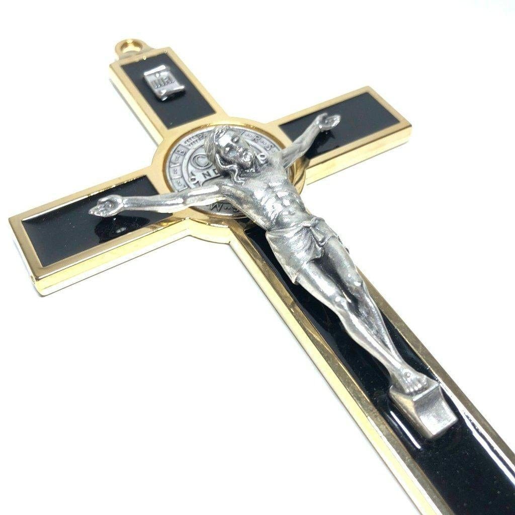 Black 7.5" St. Benedict Cross Crucifix -Exorcism -Saint -Blessed -San Benito | Catholically