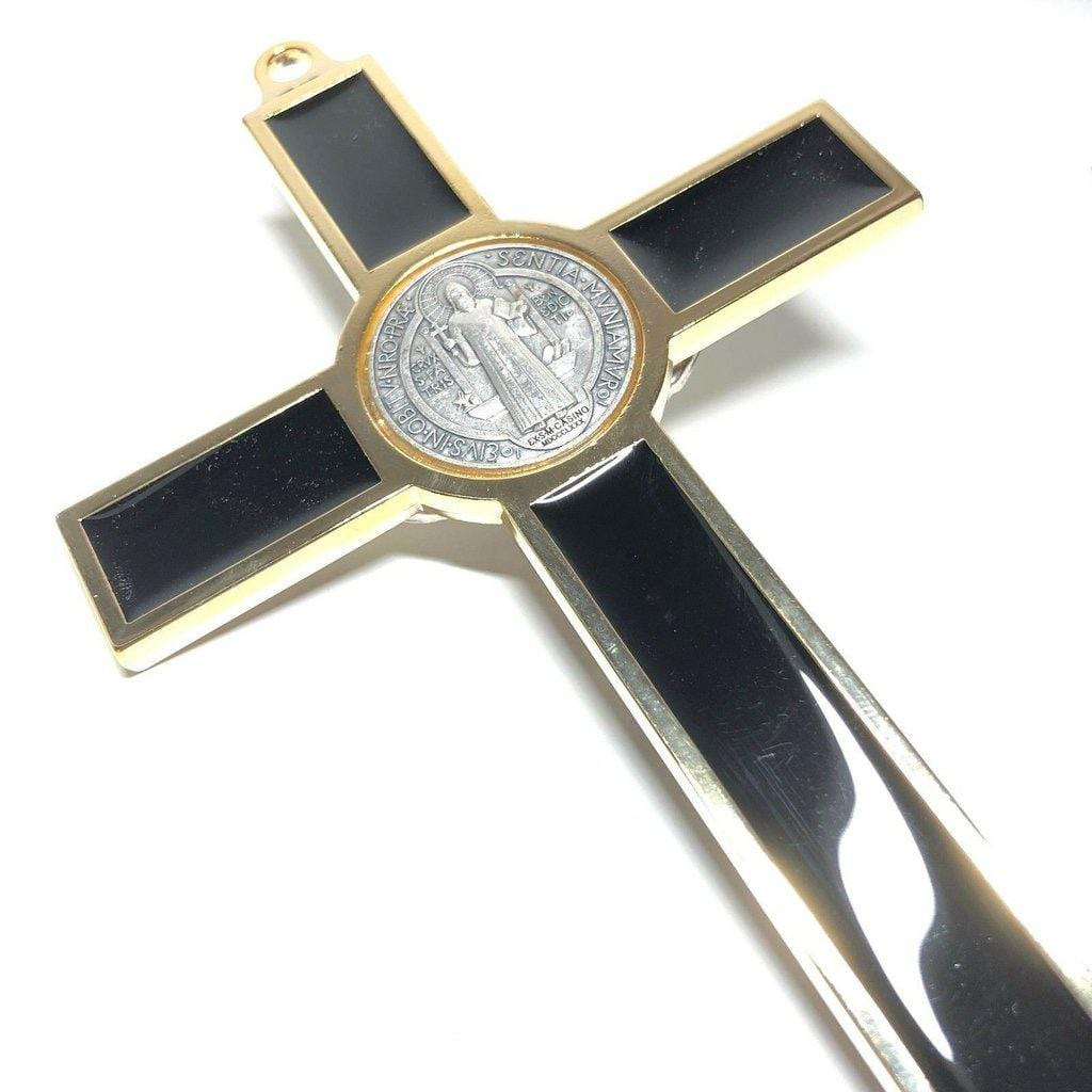 Black 7.5" St. Benedict Cross Crucifix -Exorcism -Saint -Blessed -San Benito | Catholically
