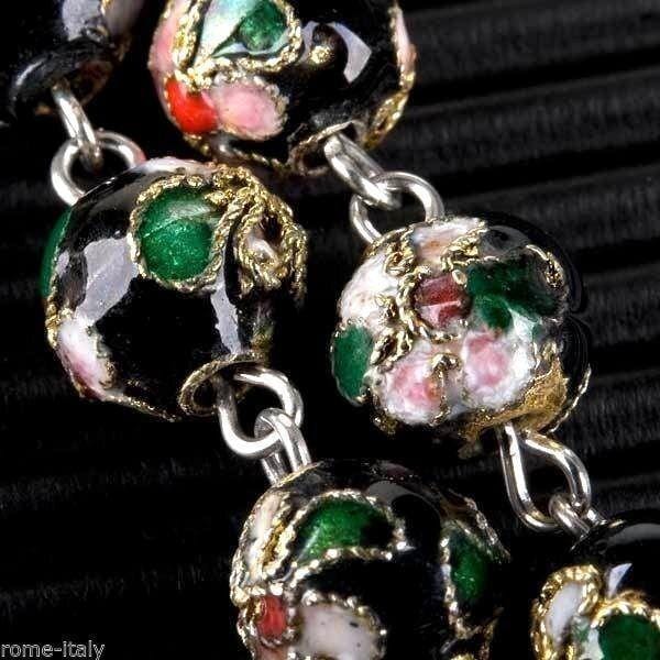 Black Cloisonne -Beads Rosary -Blessed By Pope -COA Parchment | Catholically